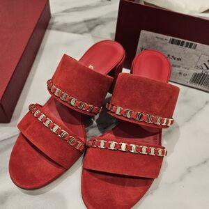 New Trabia Red Sandals slip on chain link US6 US6.5